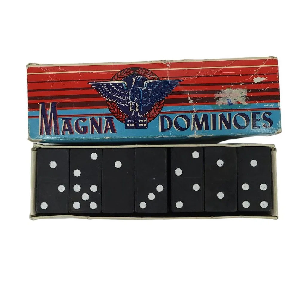 Vintage Milton Bradley Magna Dominoes 28 Pieces Double Six Set No. 225